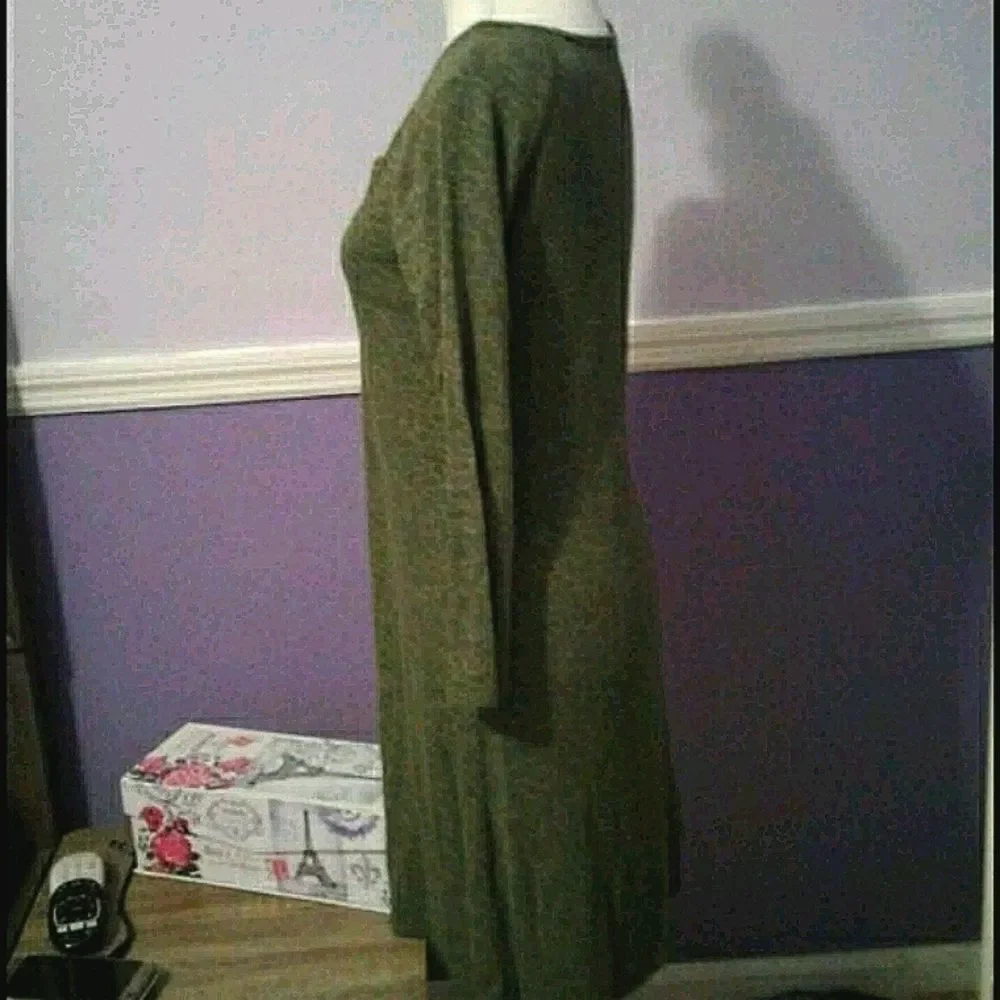 SO Olive Henley Long Sleeve Soft Comfy Loungewear Knit Mini Shirt Dress S
